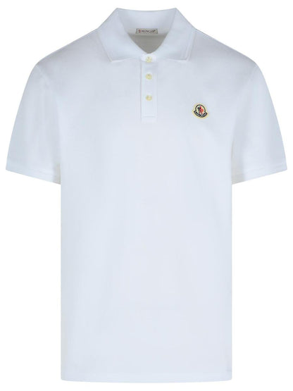 Moncler Weißes Baumwoll-Poloshirt aus weißer Piquet-Baumwolle