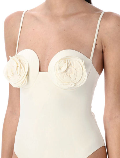 Magda Butrym – Bustier-Badeanzug im Retro-Stil mit 3D-Blumenmuster