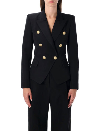 Balmain – Schwarze Grain-de-Poudre-Sakko mit 6 Knöpfen