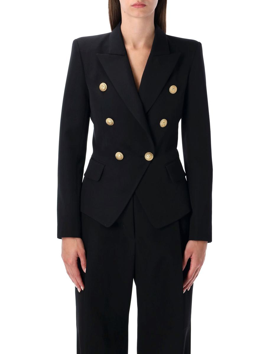 Balmain – Schwarze Grain-de-Poudre-Sakko mit 6 Knöpfen