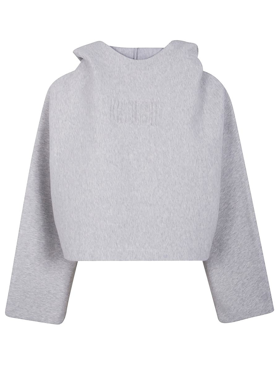 Jean Paul Gaultier – Kurzer Hoodie aus gebondeter Baumwolle mit Fledermausärmeln und „Gaultier“-Prägung