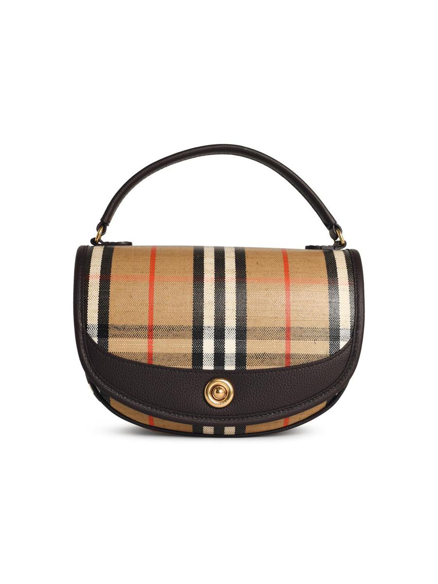 Burberry „Highlands“ Umhängetasche aus sandfarbener Baumwollmischung