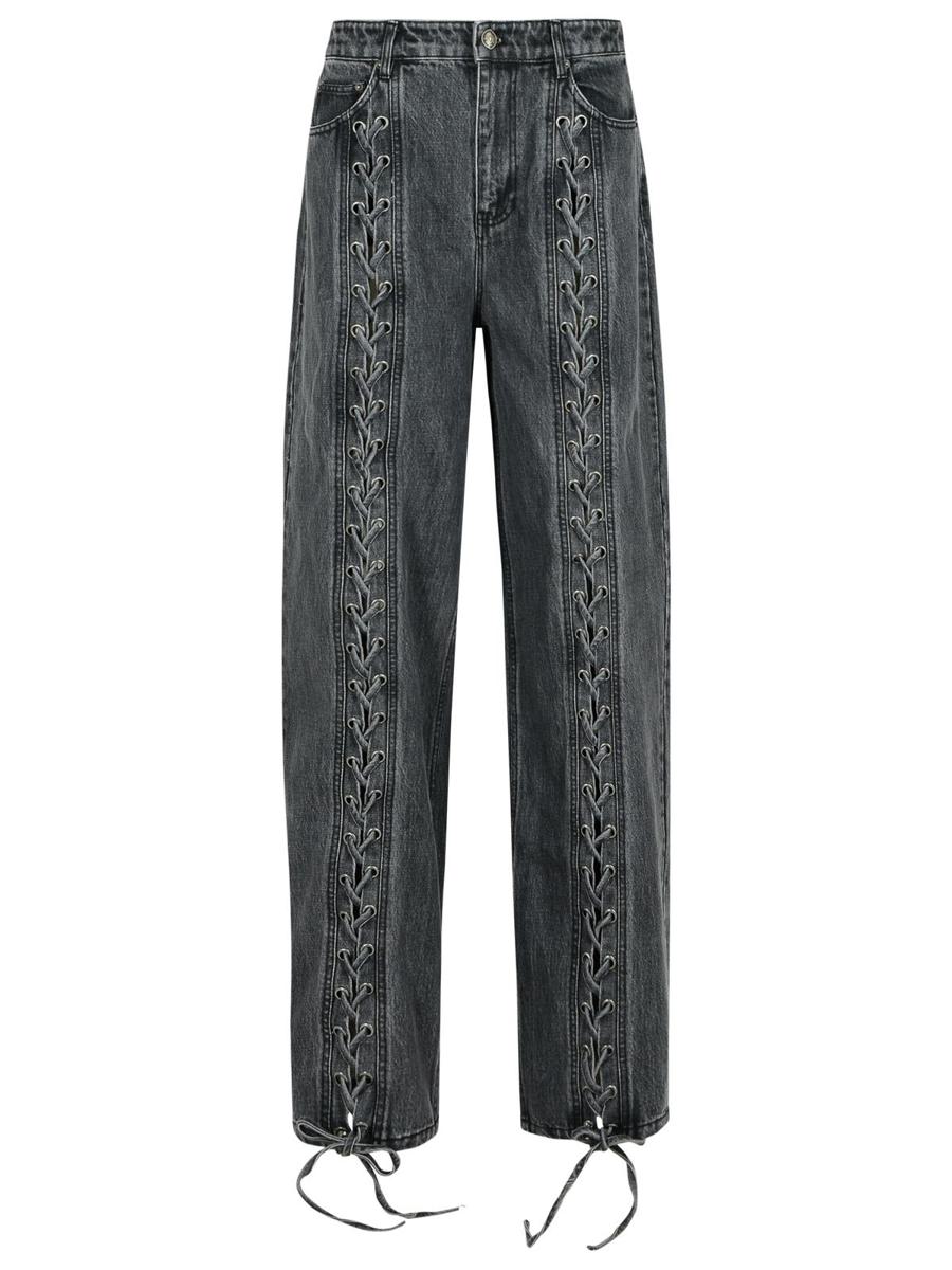 Rotate Birger Christensen – Schwarze Baumwolljeans mit Schnürsenkeln