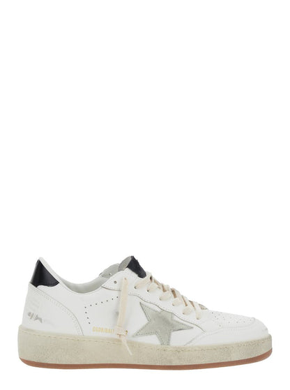 Weiße Low-Top-Sneaker „Ballstar 2“ mit seitlichem Stern-Patch und laminiertem Absatz aus Leder für Herren