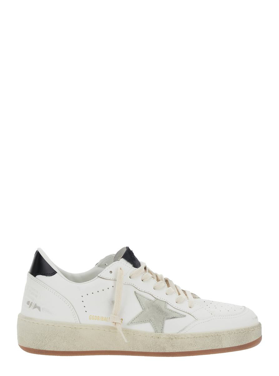 Weiße Low-Top-Sneaker „Ballstar 2“ mit seitlichem Stern-Patch und laminiertem Absatz aus Leder für Herren