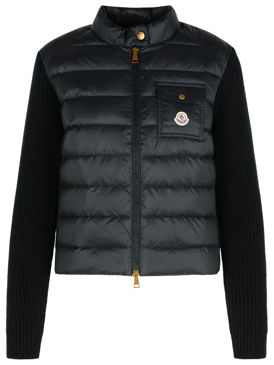 Moncler Schwarze Schurwollmischungsjacke