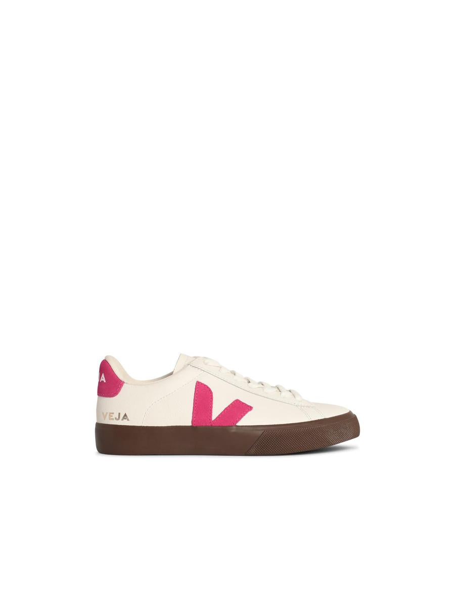 Veja – Campo – Weiße und fuchsiafarbene Ledersneaker