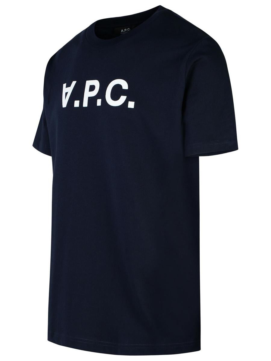 APC Marineblaues Baumwoll-T-Shirt