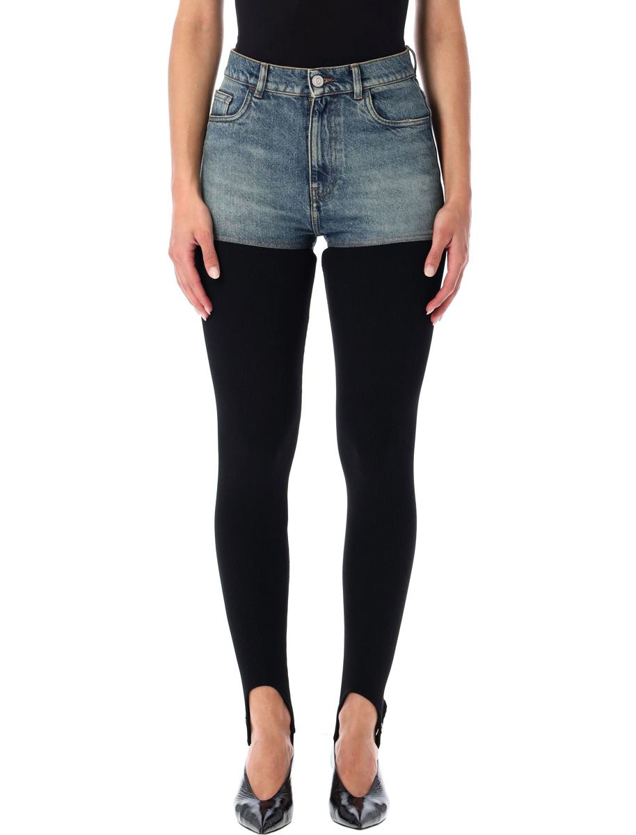 Coperni Hybrid-Trompe-L'Œil-Hose aus Rippstrick und Denim