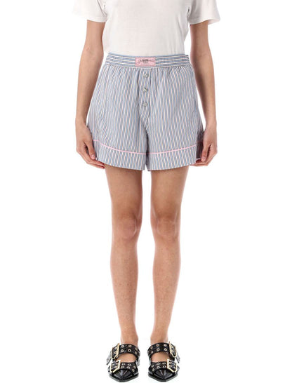 Ganni – Elastische Shorts mit Bonbonstreifen