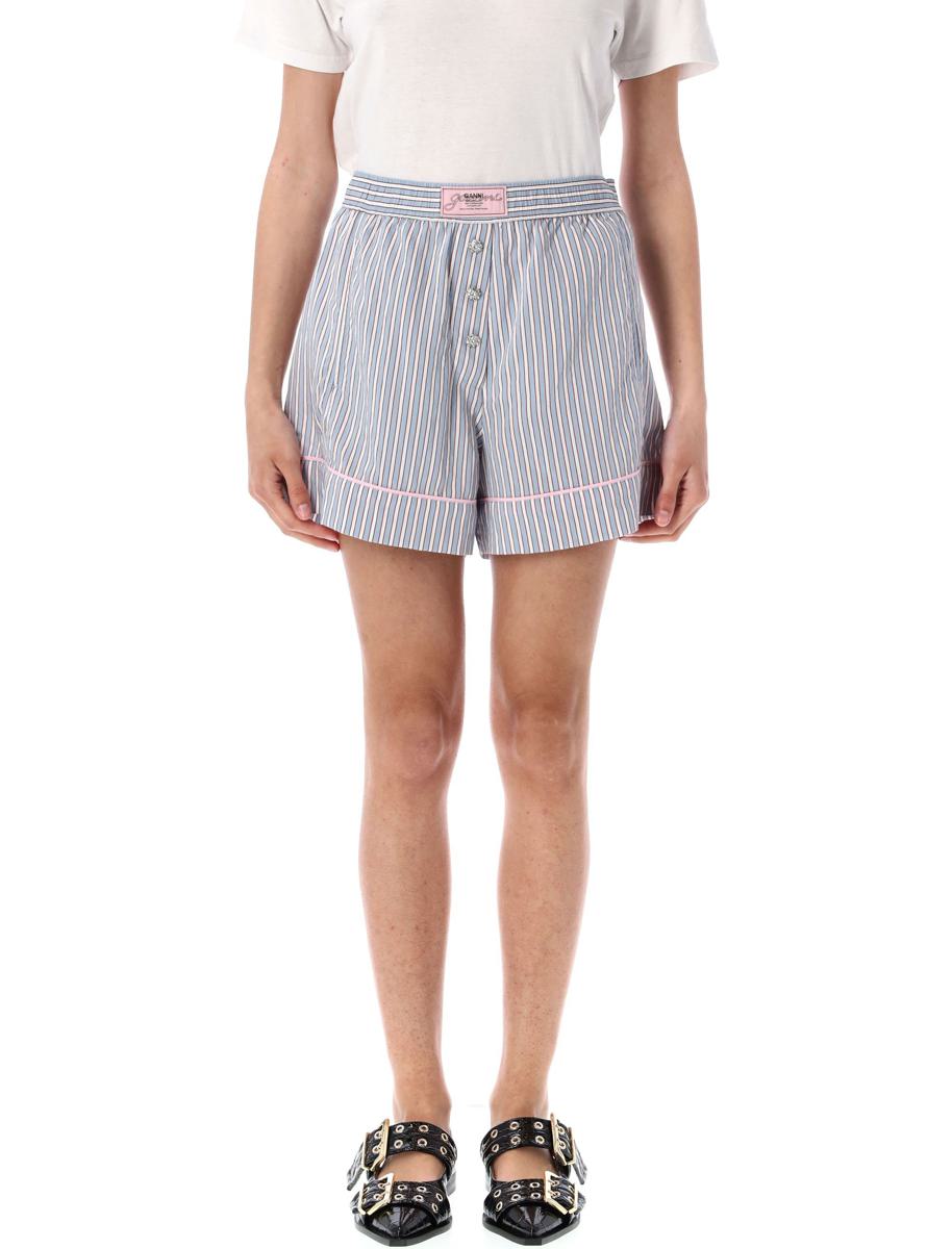 Ganni – Elastische Shorts mit Bonbonstreifen