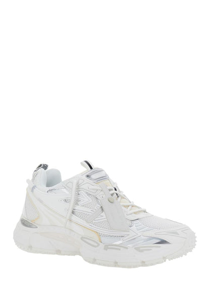 Weiße Low-Top-Sneaker „Ow Be Right“ mit Reißverschlussdetail aus Mesh und Leder für Herren