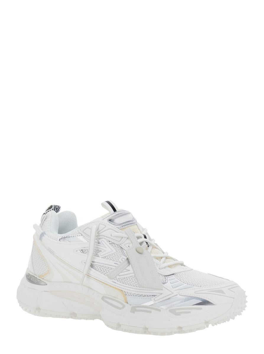 Weiße Low-Top-Sneaker „Ow Be Right“ mit Reißverschlussdetail aus Mesh und Leder für Herren