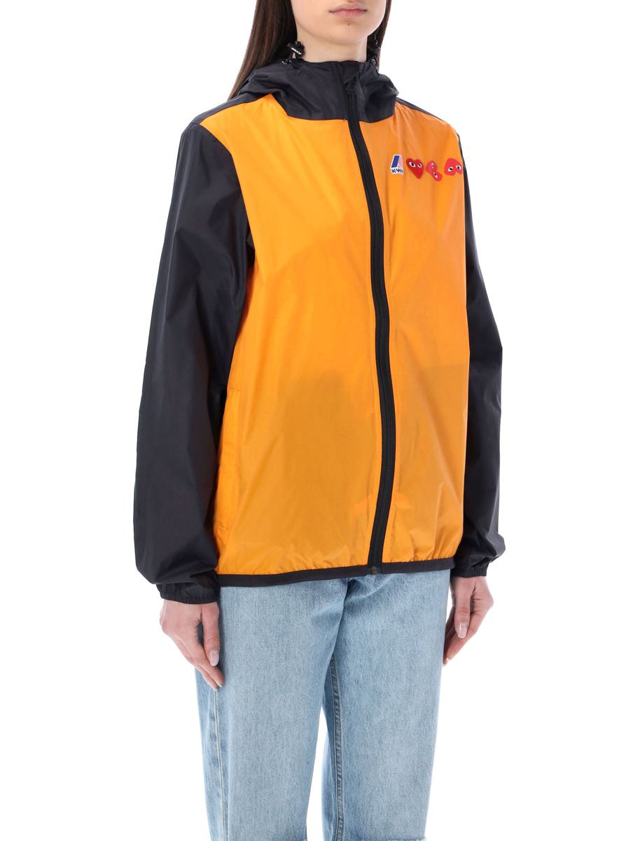 Comme Des Garçons Play – Zweifarbige, wasserdichte Jacke mit Reißverschluss und Kapuze