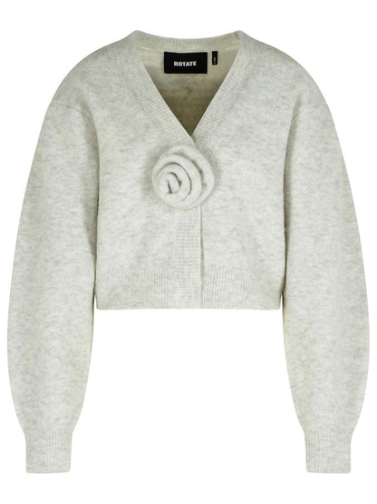Rotate Birger Christensen – Hellgraue Strickjacke aus Alpaka-Mischgewebe