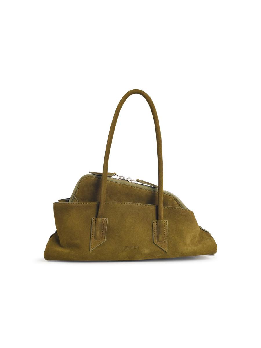 Die kleine „La Passeggiata“-Ledertasche von Attico in Khaki