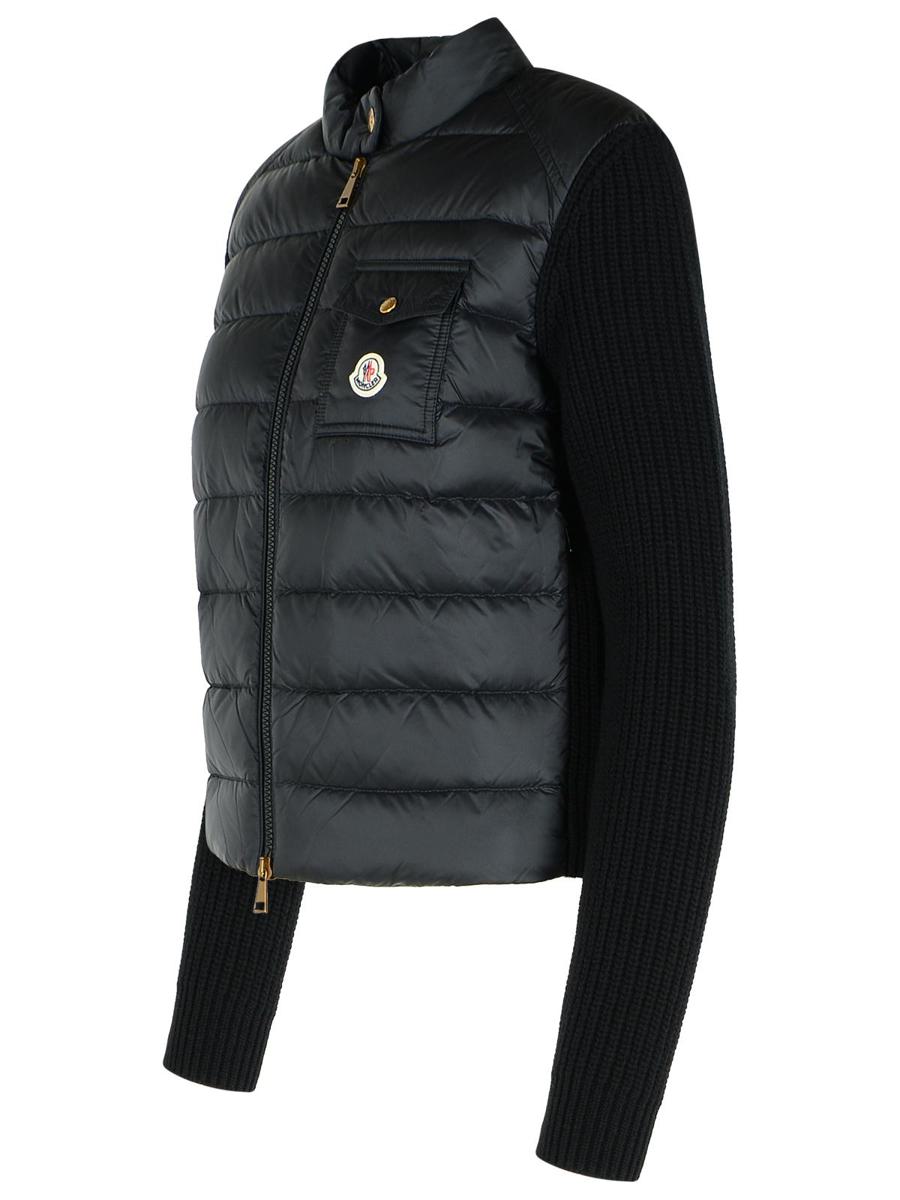 Moncler Schwarze Schurwollmischungsjacke