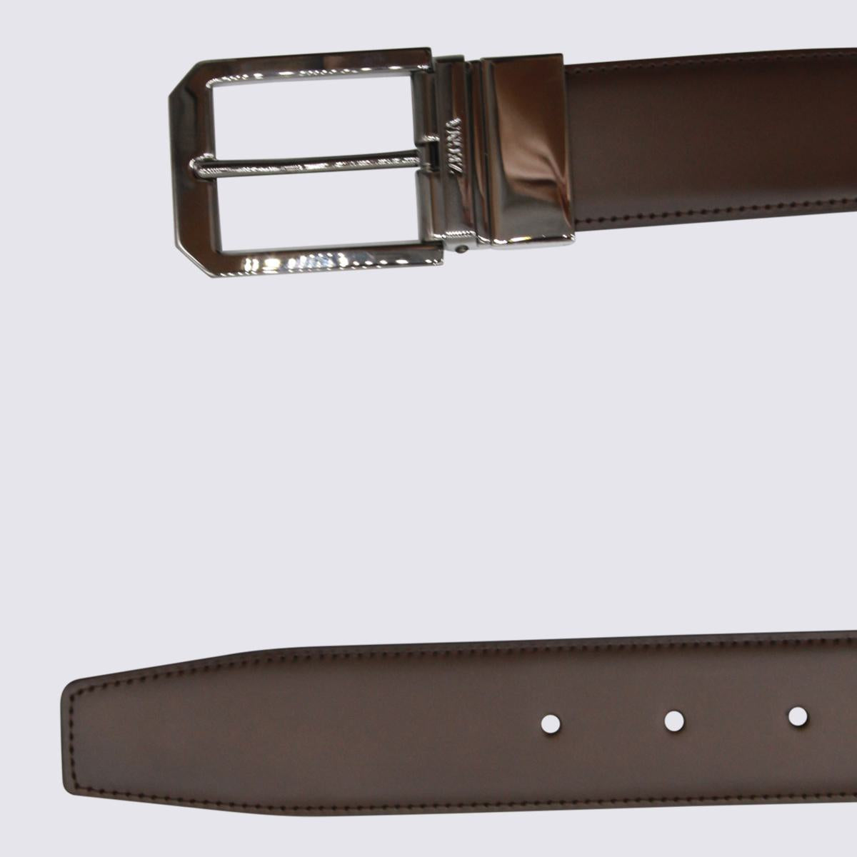 Zegna Schwarzer Ledergürtel