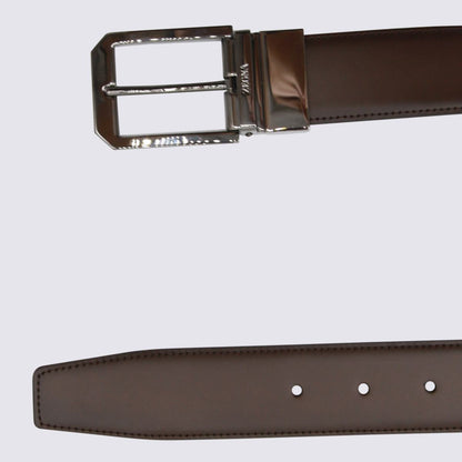 Zegna Schwarzer Ledergürtel