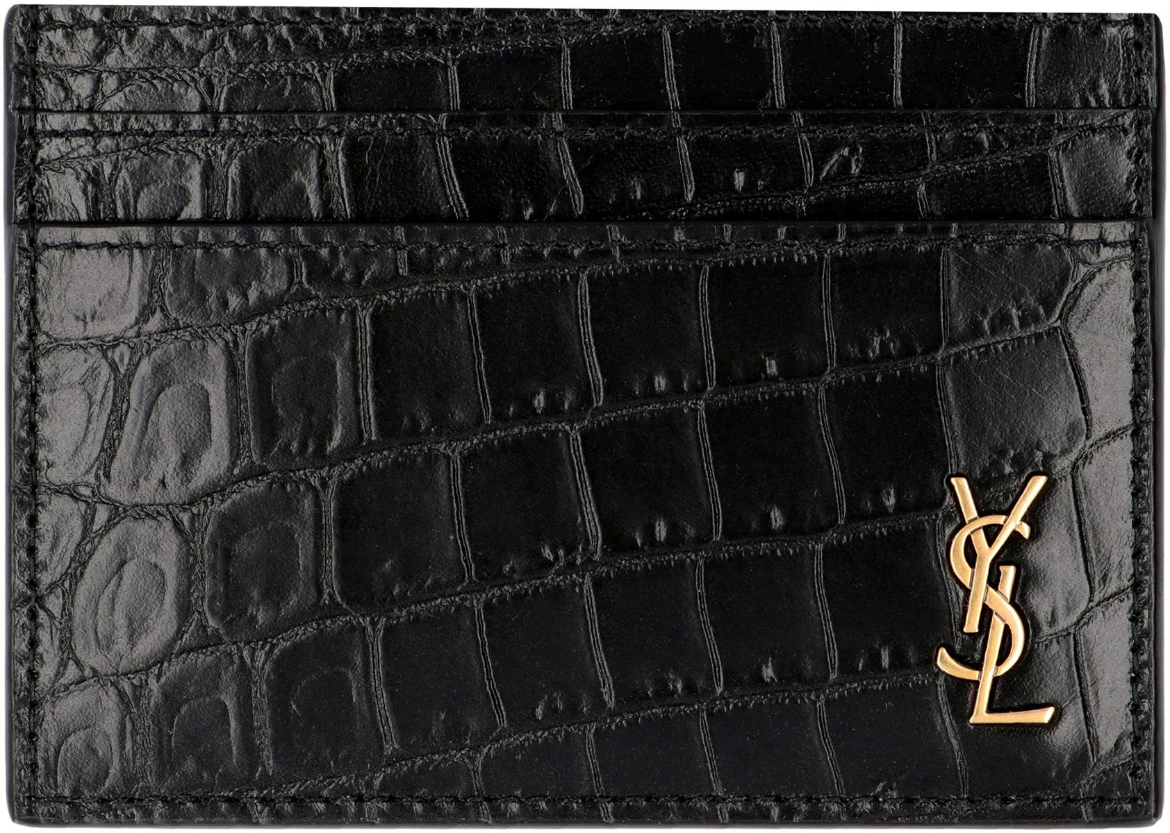 Saint Laurent Kartenetui aus bedrucktem Leder