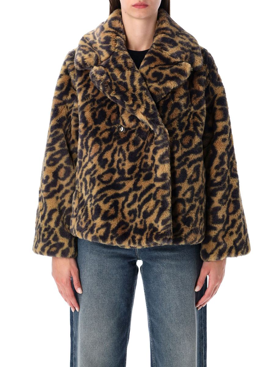 APC Johanna-Mantel aus Kunstpelz mit Leopardenmuster APC