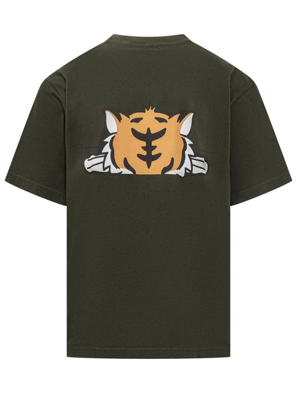 Kenzo Kenzo Herren Grünes T-Shirt mit Tiger-Print
