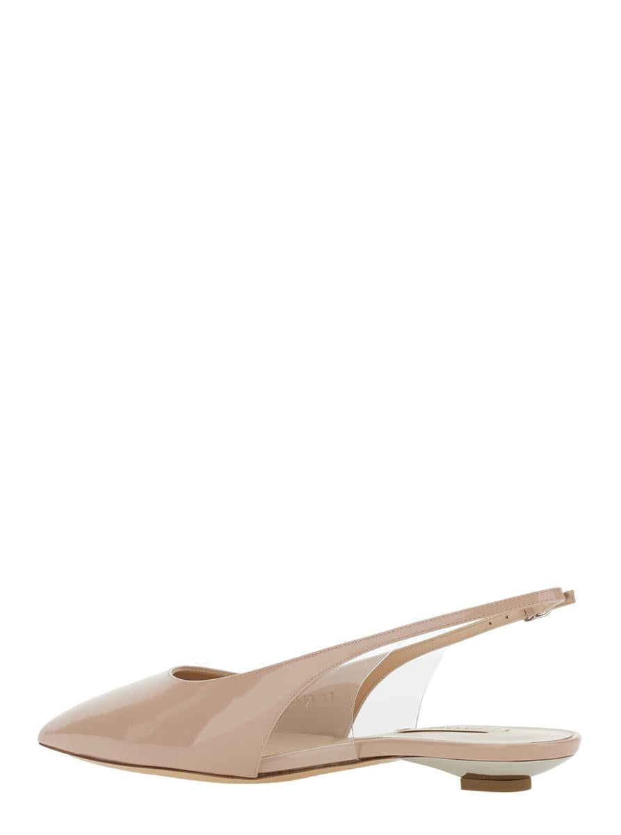 'Miniblade Tiffany' Beige Slingback-Ballerinas aus Lackleder für Damen