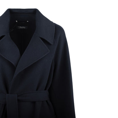 Max Mara – Langer Morgenmantel aus Wolle in Mitternachtsblau