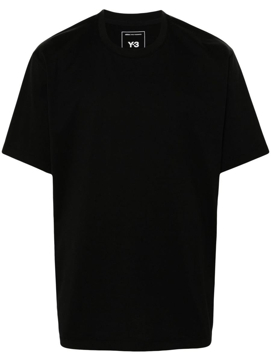 Y-3 Adidas Unisex Kurzarm-T-Shirt aus schwarzer Baumwolle
