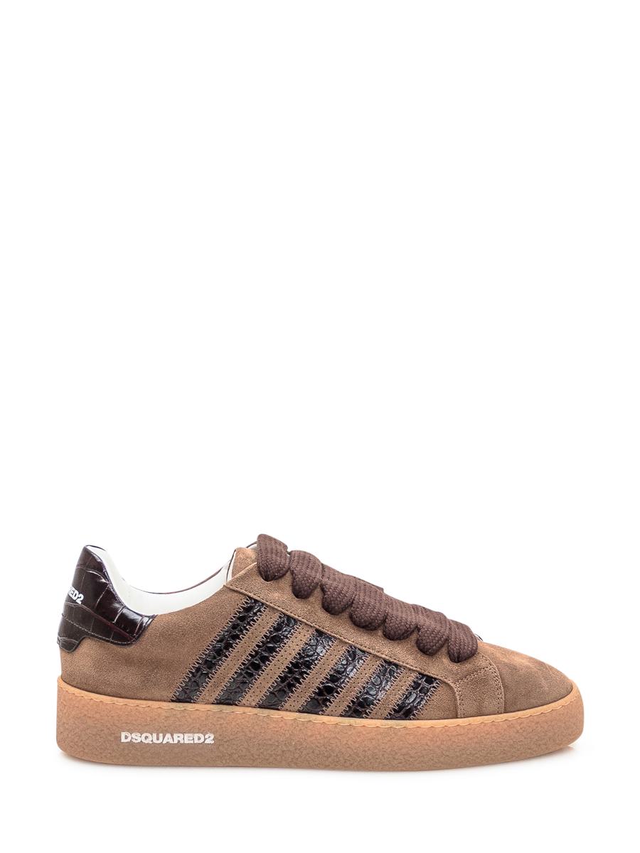 DSQUARED2 Dsquared2 – Braune Wildleder-Sneaker mit Lederdetails