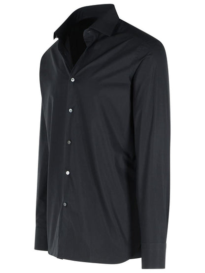 Zegna „Trofeo“ Dunkelblaues Baumwollhemd