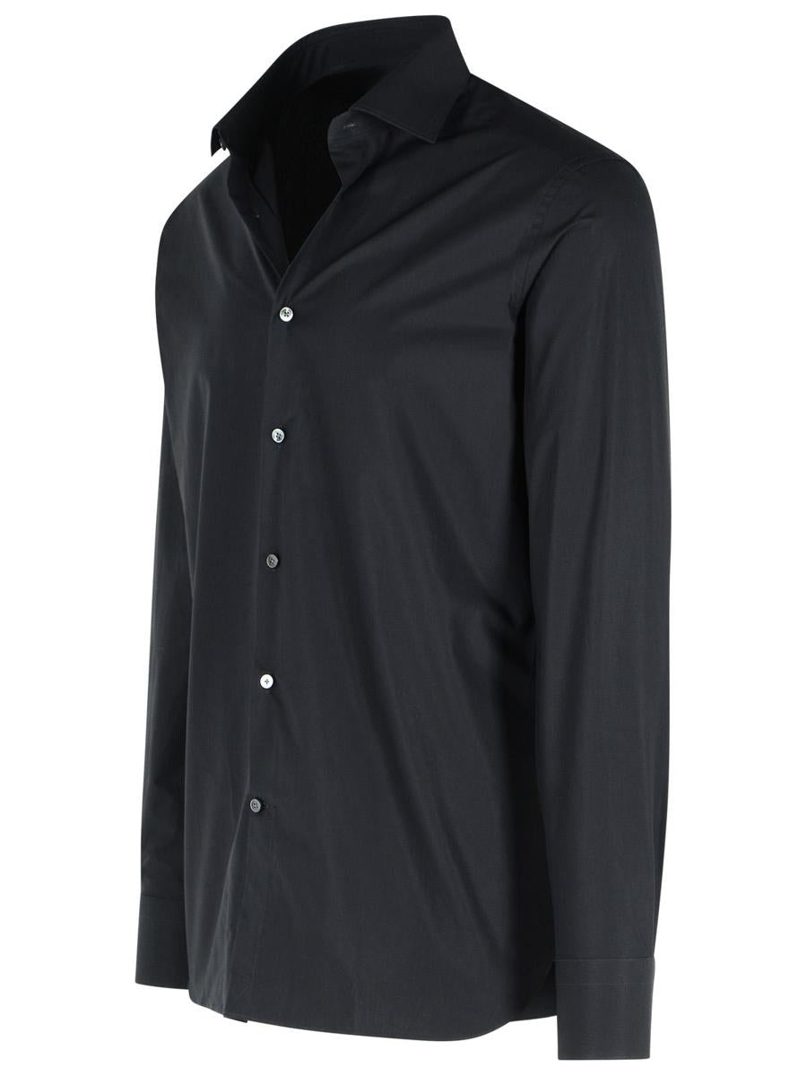 Zegna „Trofeo“ Dunkelblaues Baumwollhemd