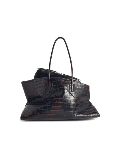Die mittelgroße Ledertasche „La Passeggiata“ „Coffee“ von Attico