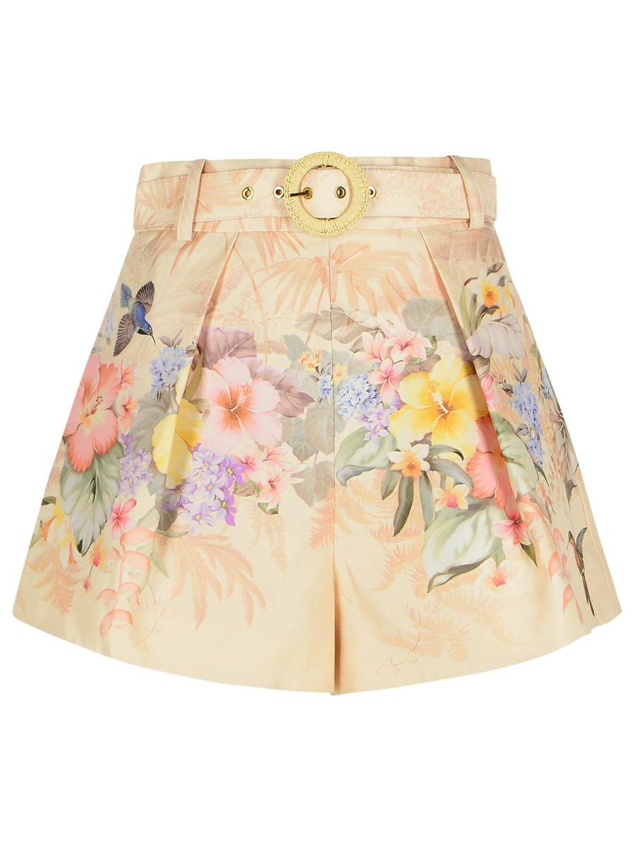 Zimmermann „Illuminate“ Shorts aus elfenbeinfarbener Seidenmischung