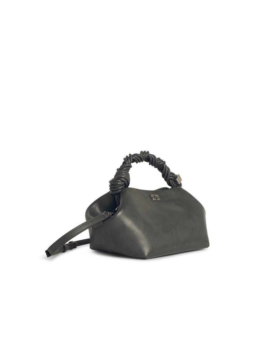 Ganni – Kleine Tasche „Bou“ aus grauem Ledermix