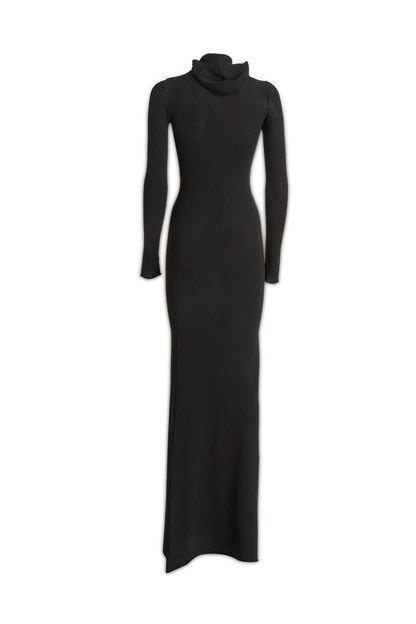 Off-White langes Kleid mit hohem Kragen