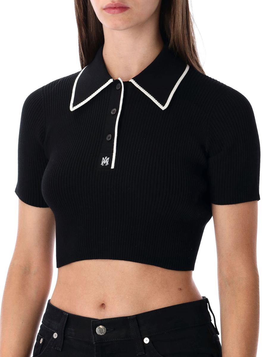 Amiri – Schwarzes, kurzes Strick-Poloshirt