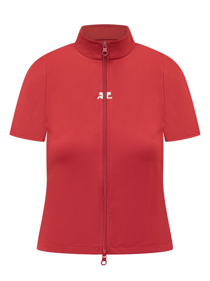Courrèges Rotes Courrèges-Top mit Reißverschluss vorne