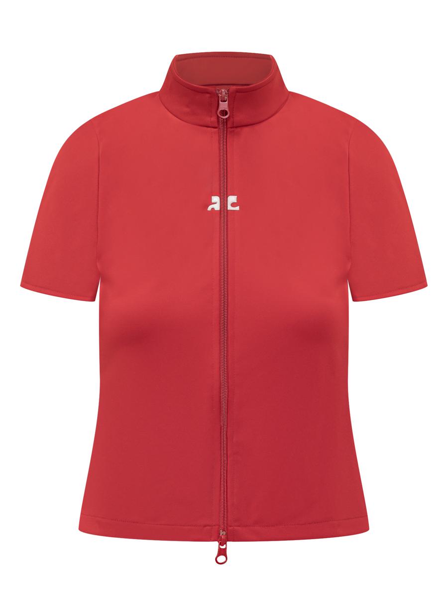 Courrèges Rotes Courrèges-Top mit Reißverschluss vorne