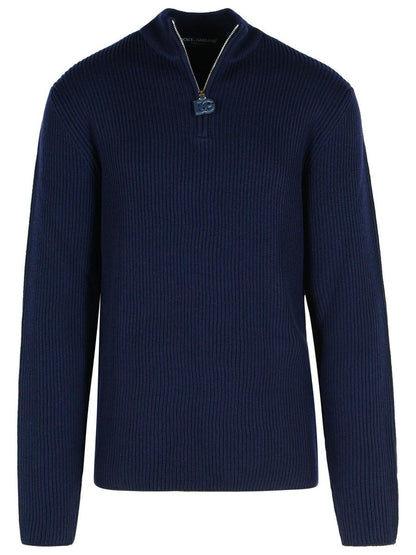 Dolce &amp; Gabbana, Marineblauer Pullover aus Schurwolle