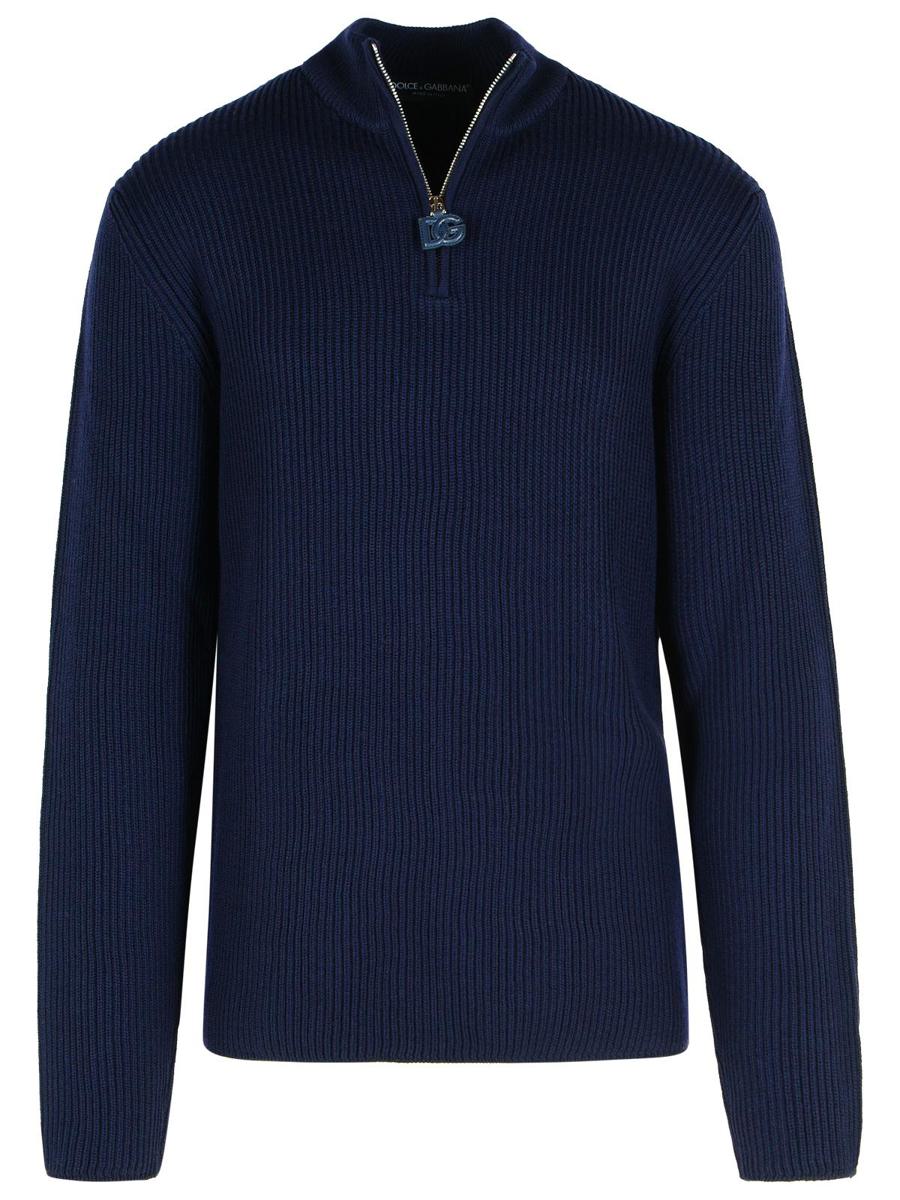 Dolce &amp; Gabbana, Marineblauer Pullover aus Schurwolle