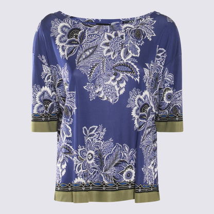 Etro Blaues mehrfarbiges Viskose-Top
