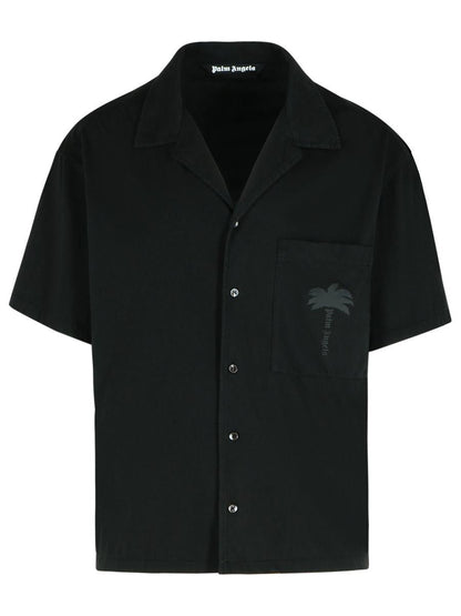 Palm Angels – Schwarzes Baumwollhemd „Bowling“
