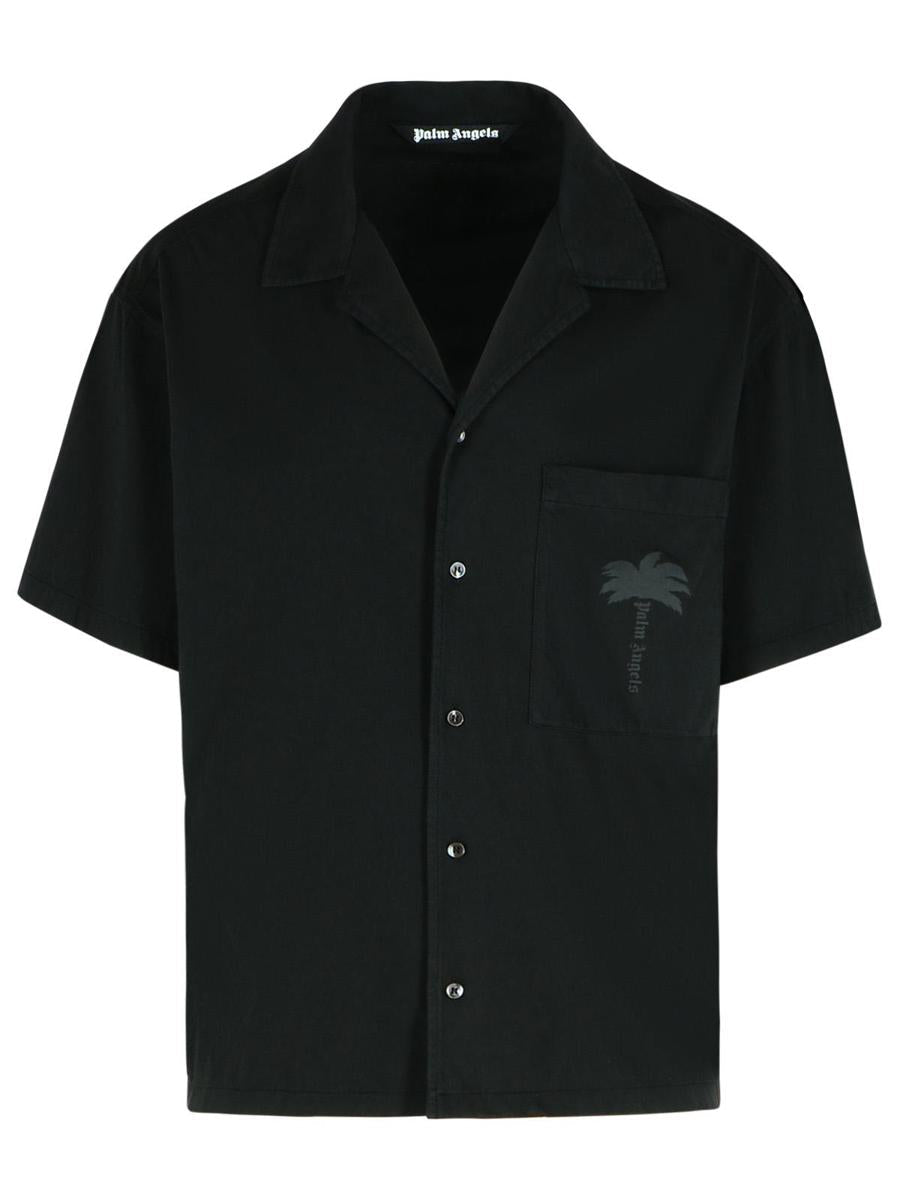 Palm Angels – Schwarzes Baumwollhemd „Bowling“