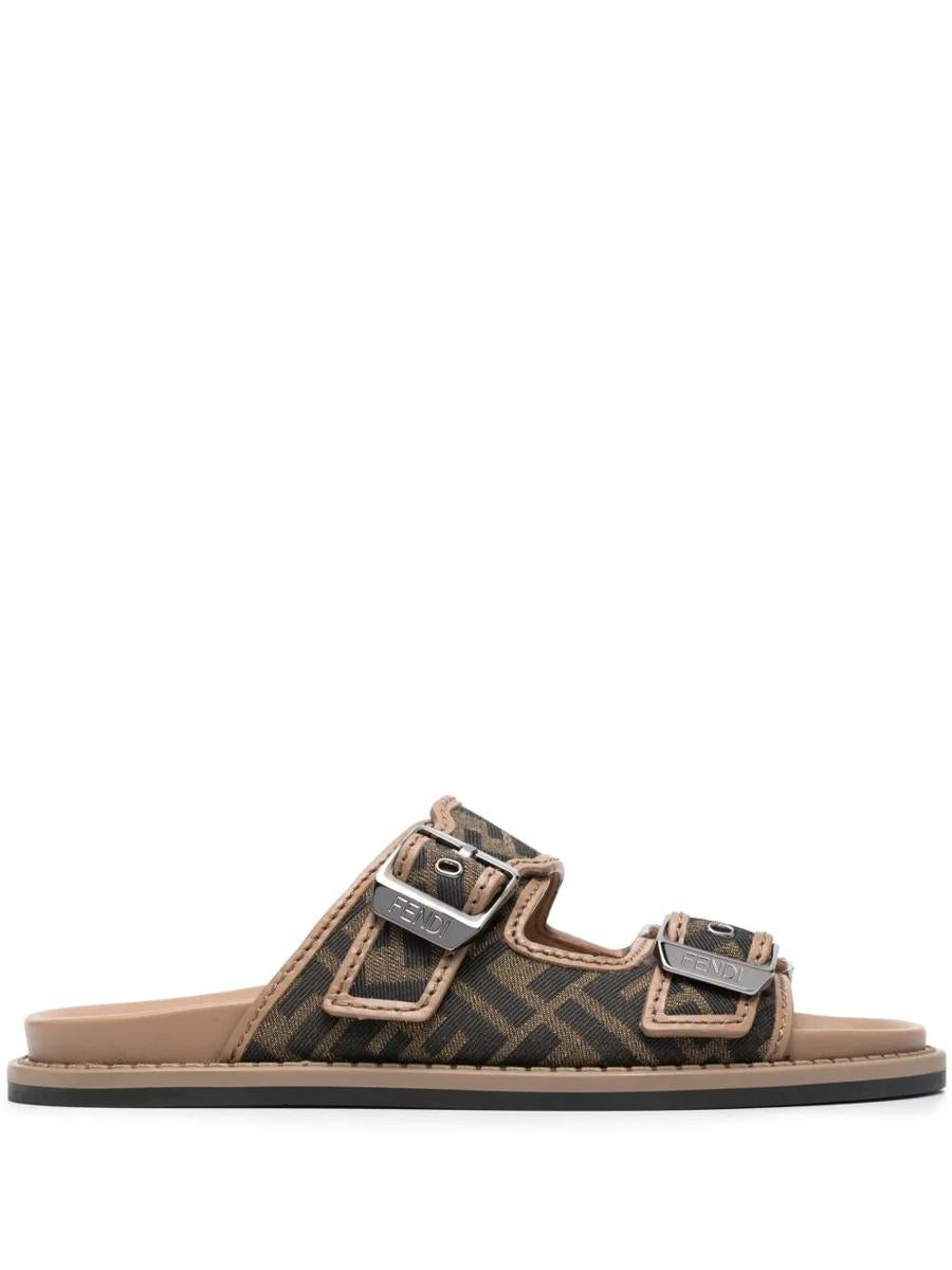 Fendi Feel Ff Jacquard Stoff Sandalen Schuhe
