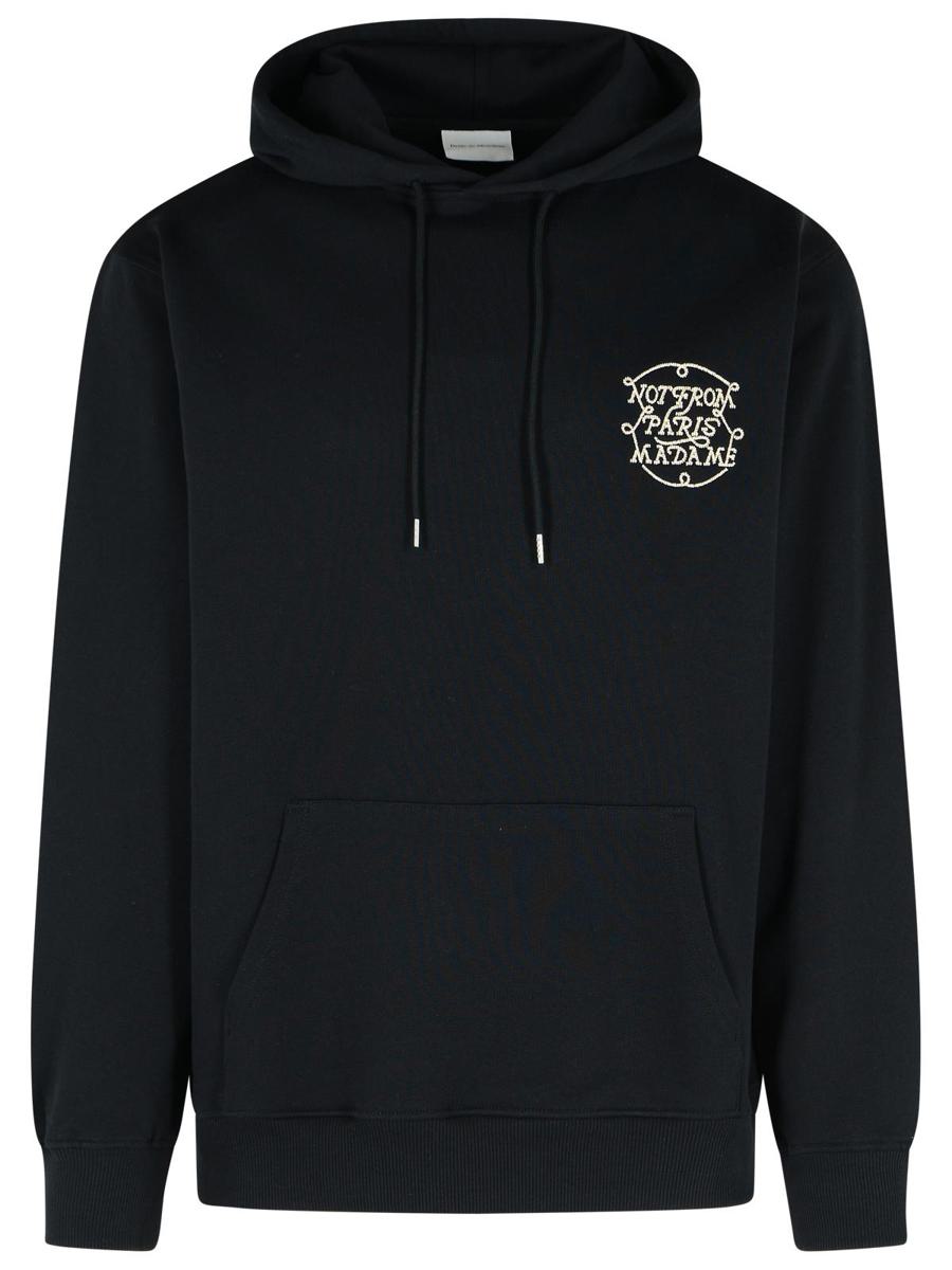 Drôle De Monsieur Kapuzenpullover aus schwarzer Baumwolle