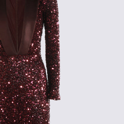 Elisabetta Franchi Dunkelrotes Maxikleid
