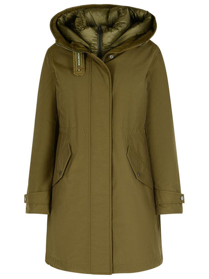 Woolrich 3-in-1 „Authentic“ dunkelgrüner Parka aus Baumwollmischung