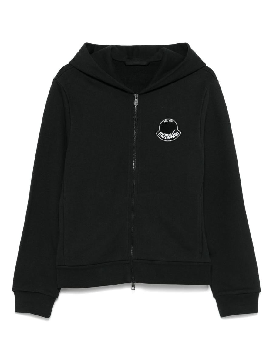 Moncler – Schwarzer Baumwoll-Kapuzenpullover mit Logo