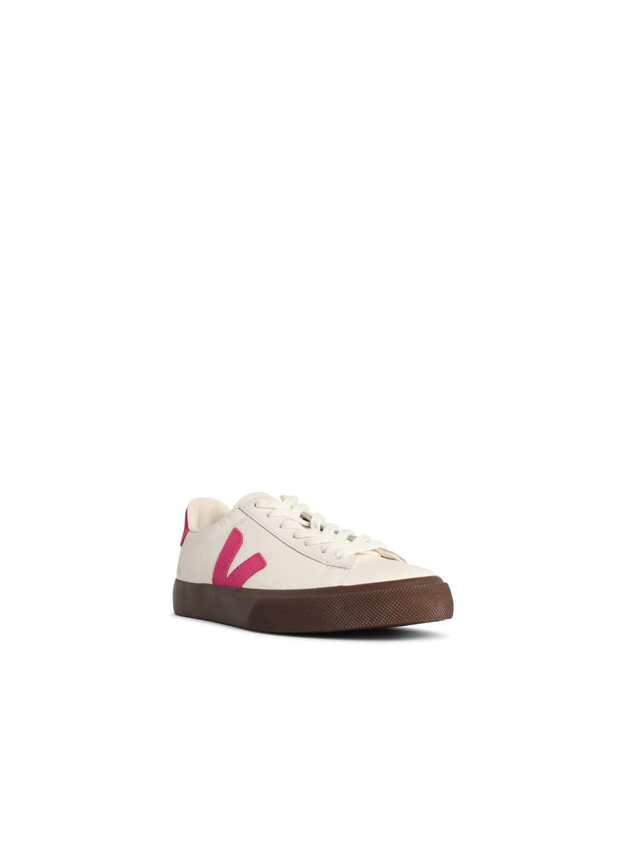 Veja – Campo – Weiße und fuchsiafarbene Ledersneaker